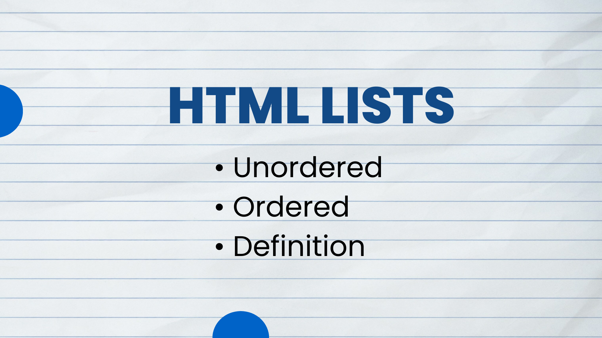 HTML Lists – Ordered, Unordered and Definition List Examples