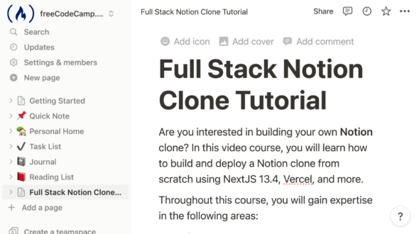 Build and Deploy a Full Stack Notion Clone with Next.js, DALL-E, Vercel